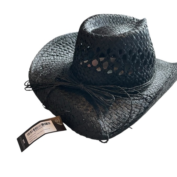 PrettyLittleThing Black Weave Heart Detail Cowboy Hat NWT One Size - Picture 6 of 10